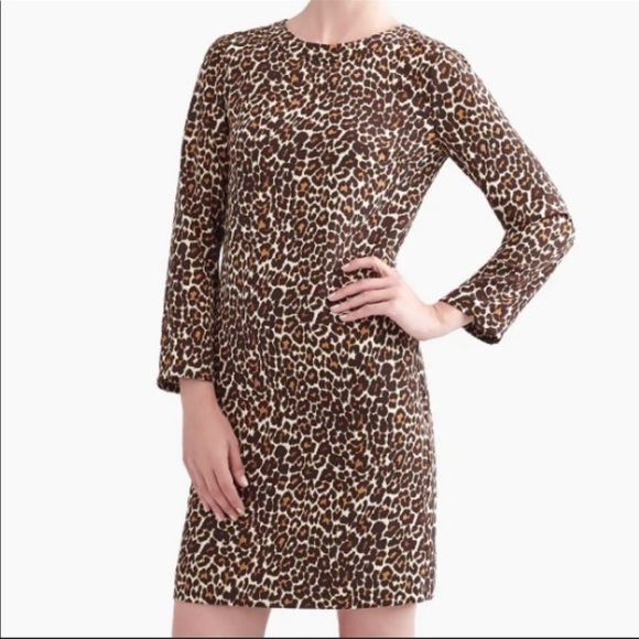 J. Crew Factory Dresses & Skirts - J. Crew Leopard  Print Shift Crepe Dress Size 8
